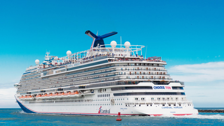 A cruise ship on the sea.