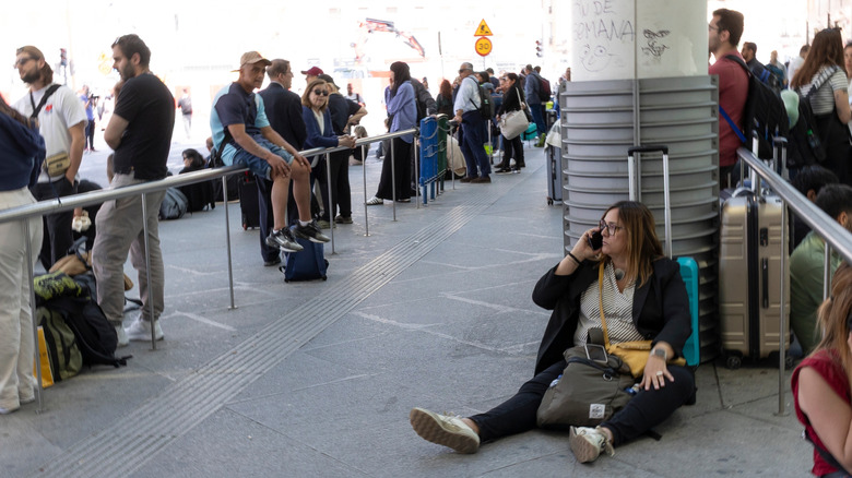Train passengers waiting on the platform