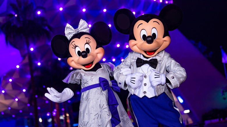 Minnie and Mickey Mouse on stage