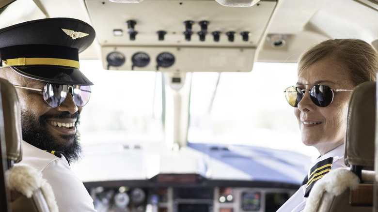 two pilots in cockpit