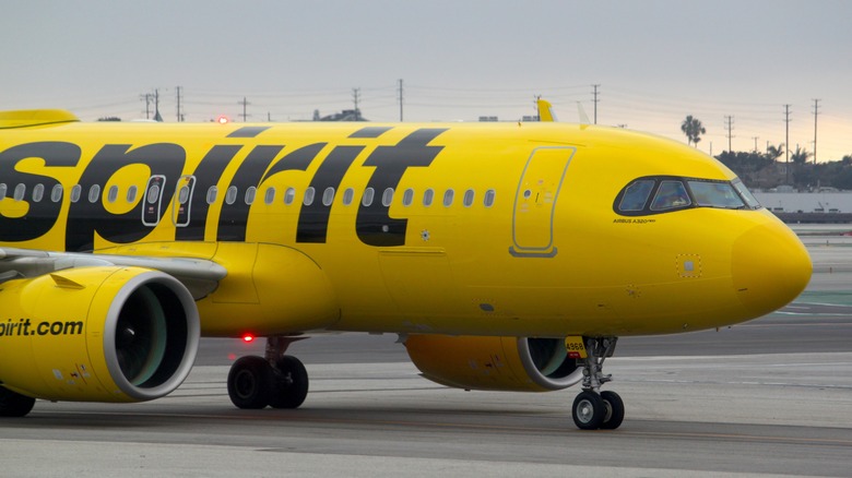 a Spirit Airlines aircraft on the runway