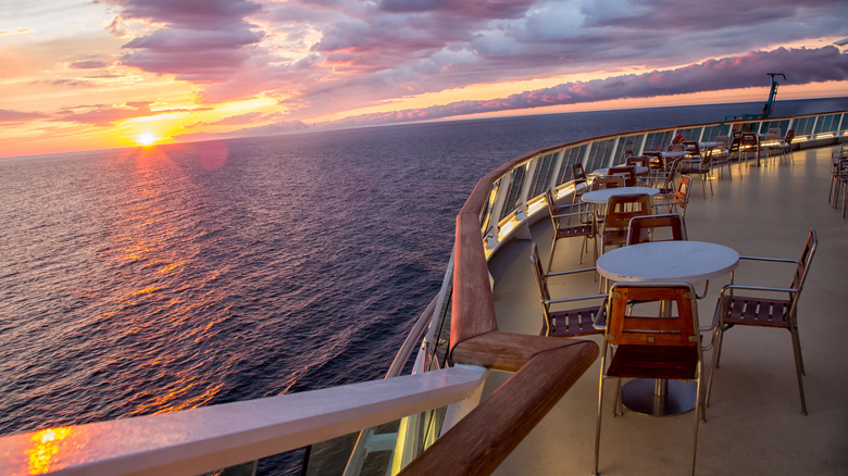 sunset over bow ship