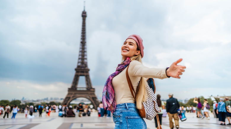 Woman having fun in France