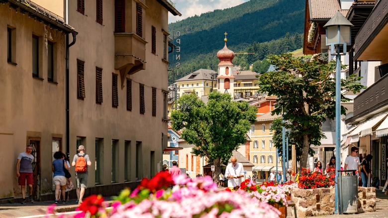 Ortisei, Italy, streets in the summertime