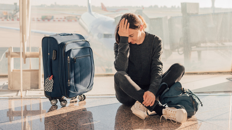 woman missing a flight