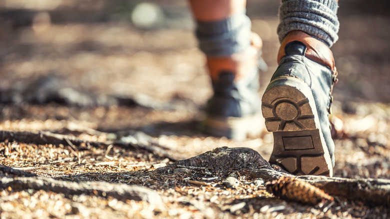 Close up of hiker's boots
