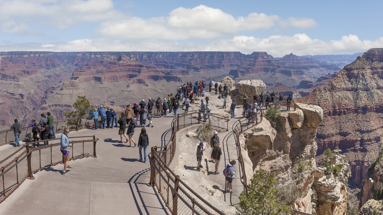 tourists at the South Rim of Grand Canyon