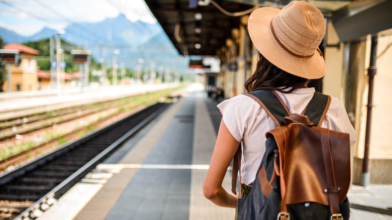 woman waiting for train