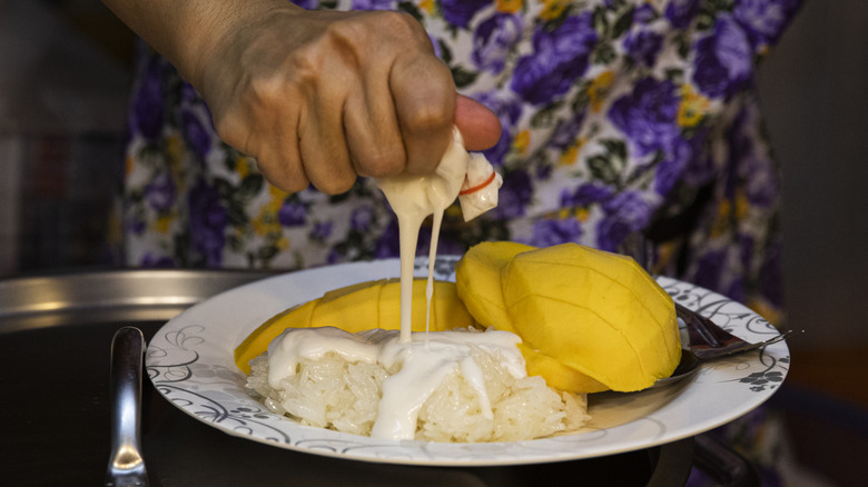 mango sticky rice from a street vendor
