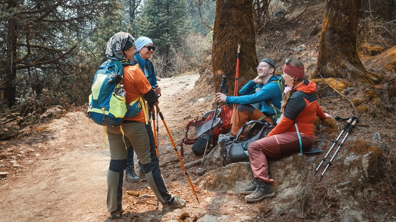 hikers chatting on trail