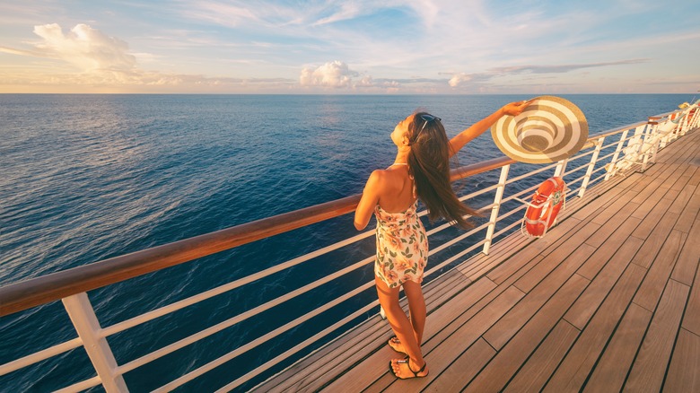 woman on deck of cruise ship