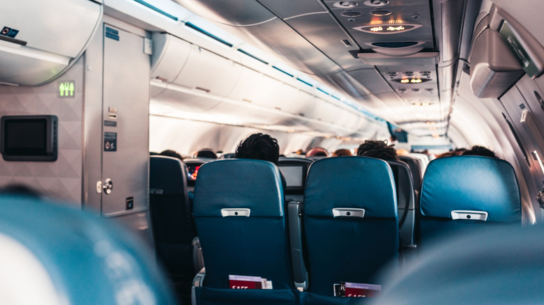 Inside of airplane cabin