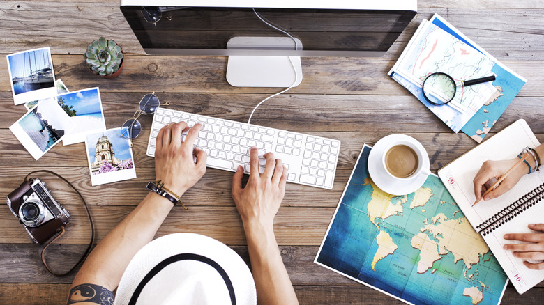 person making travel plans