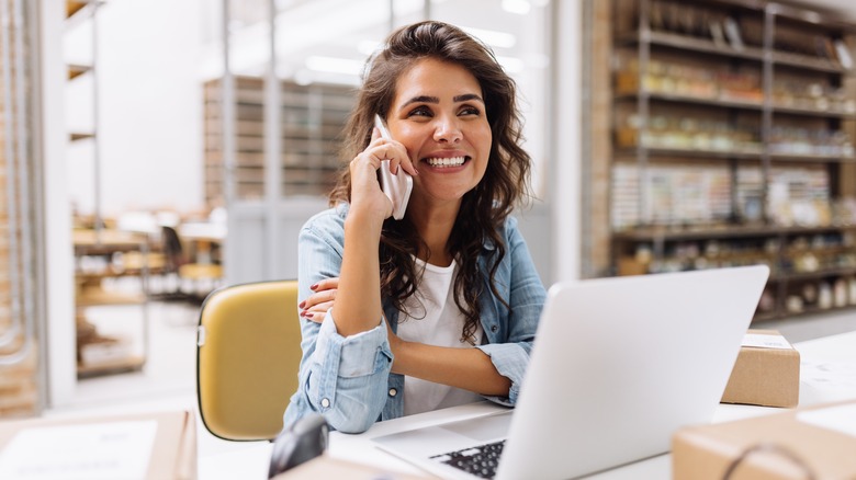 Woman making a call