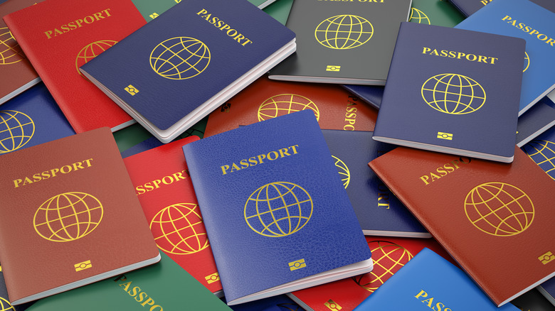 Colorful pile of passports