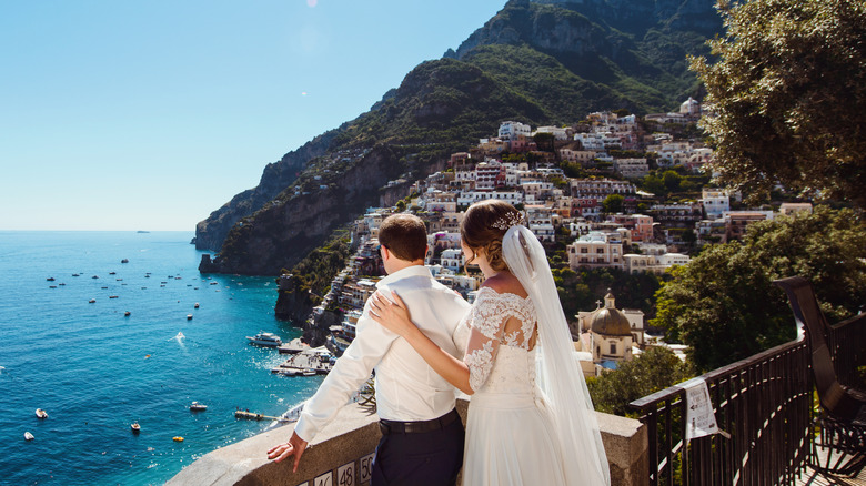 Groom and bride at Amalfi Coast