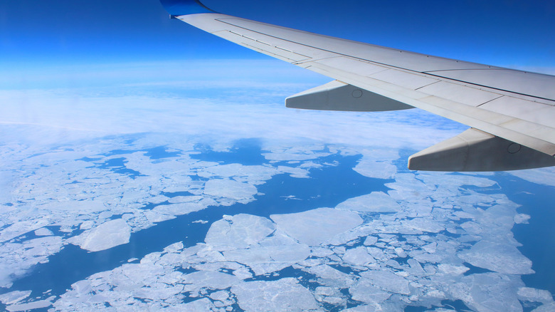 view over the Arctic from an airplane