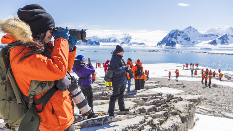 tourists visiting Antarctica
