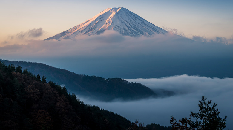 Mount Fuji clouds mountains mist