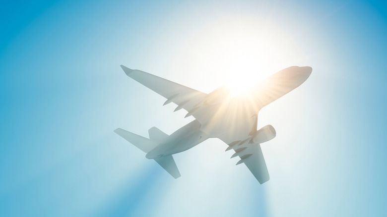 White plane exposed to sun 
