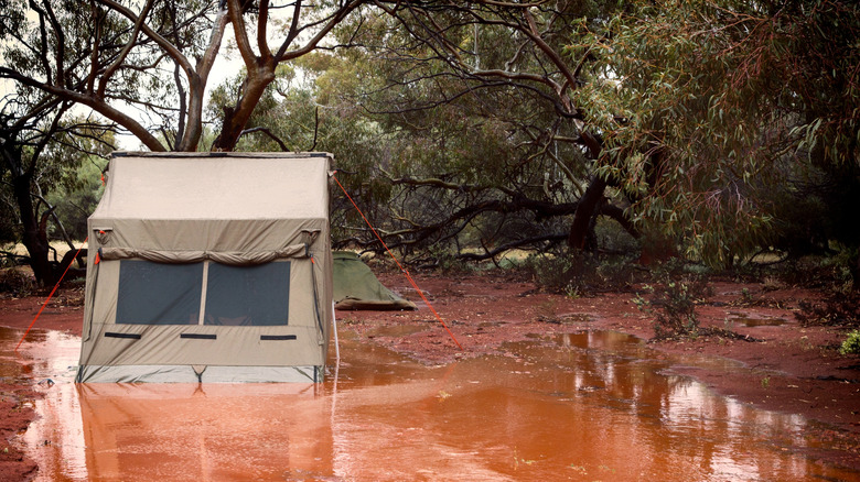 A flooded campsite in Australia.