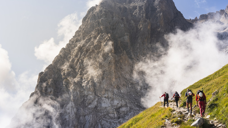 Group of hikers in the Alps