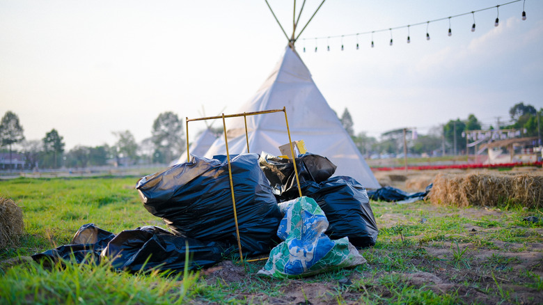 dumping of garbage near camping tent