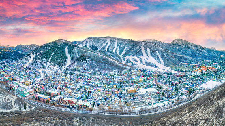Panoramic view of snow-covered Park City, Utah