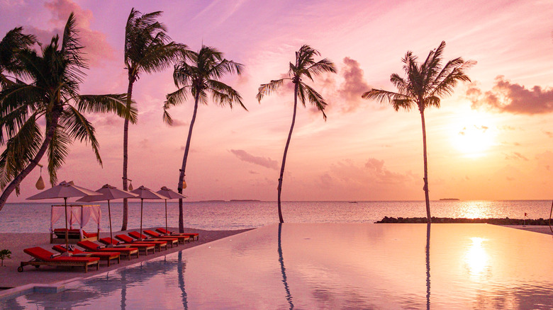 Luxury resort at sunset