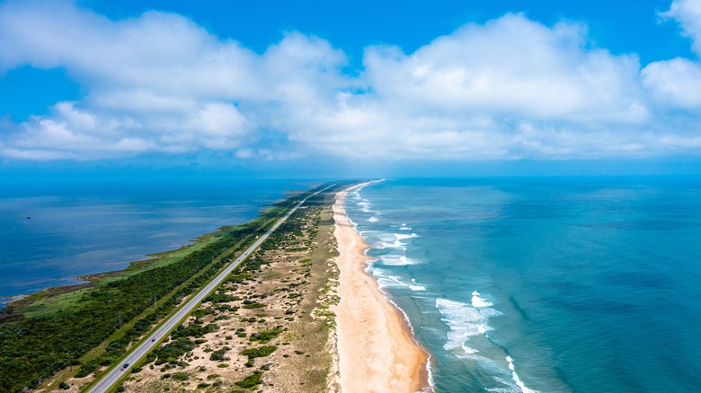 Aerial view of Outer Banks coastline