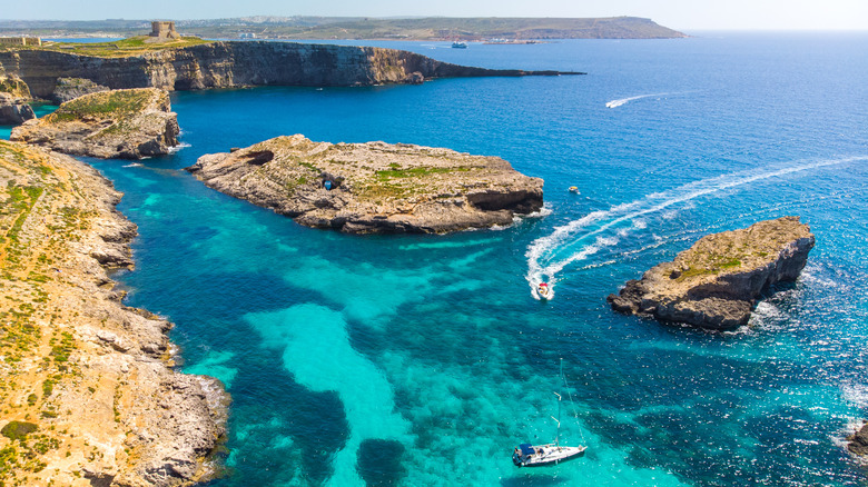 boats around comino island malta