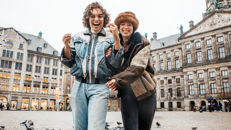 smiling friends in Amsterdam