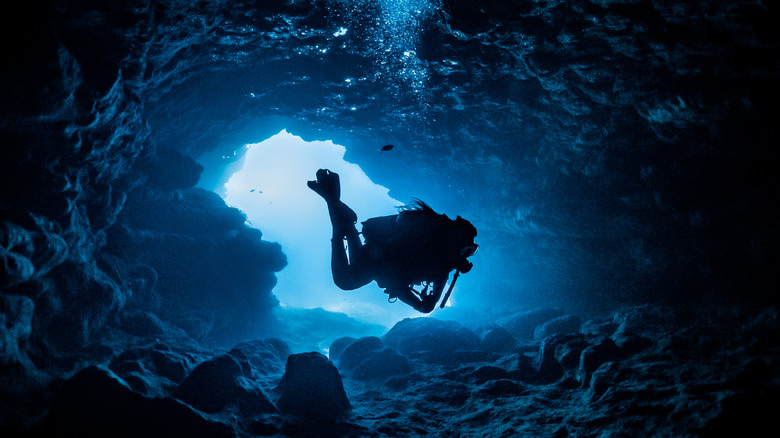 Scuba diver in cave