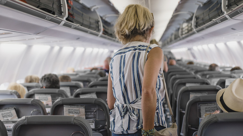 Person walking in a plane