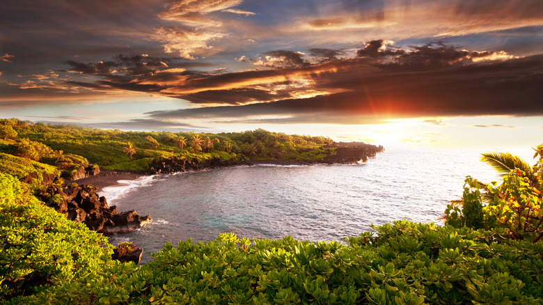 Beach sunset on Maui island