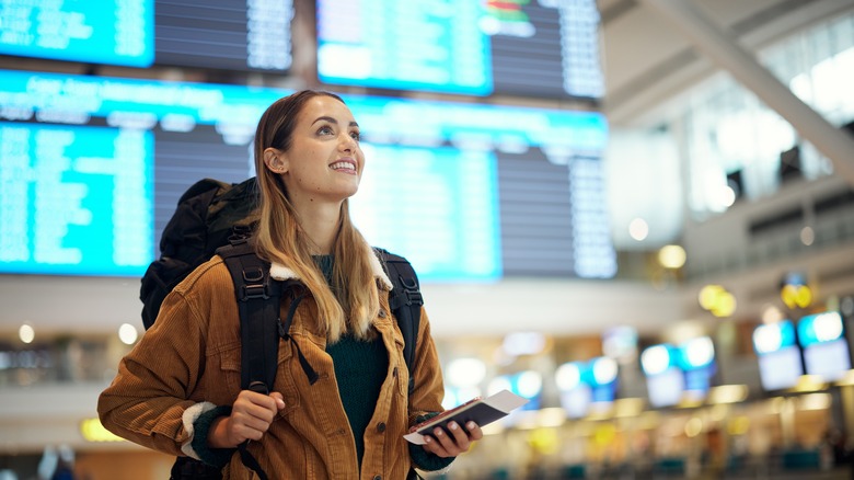 A woman in an airport