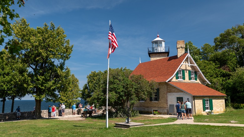 Eagle Bluff Lighthouse near Sisters Bay, Wisconsin on a sunny day