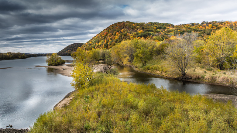 Fall color on the Wisconsin River from Grant County, Wisconsin.