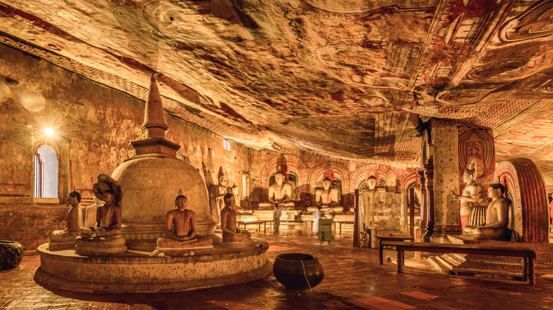 Inside the Dambulla Cave Temple in Sri Lanka