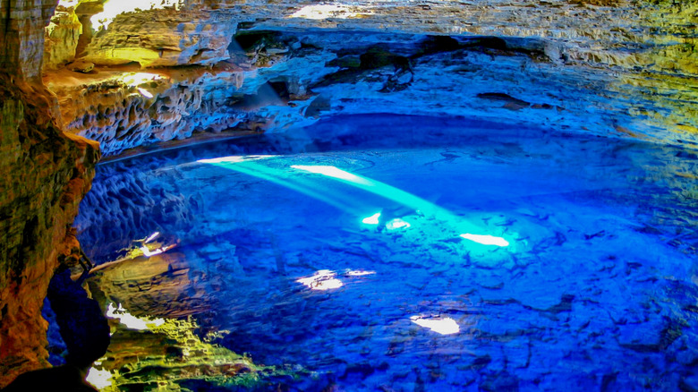 Inside of the geological formation Poço Encatado