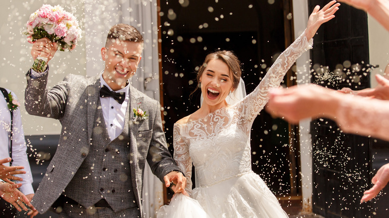happy newly married couple