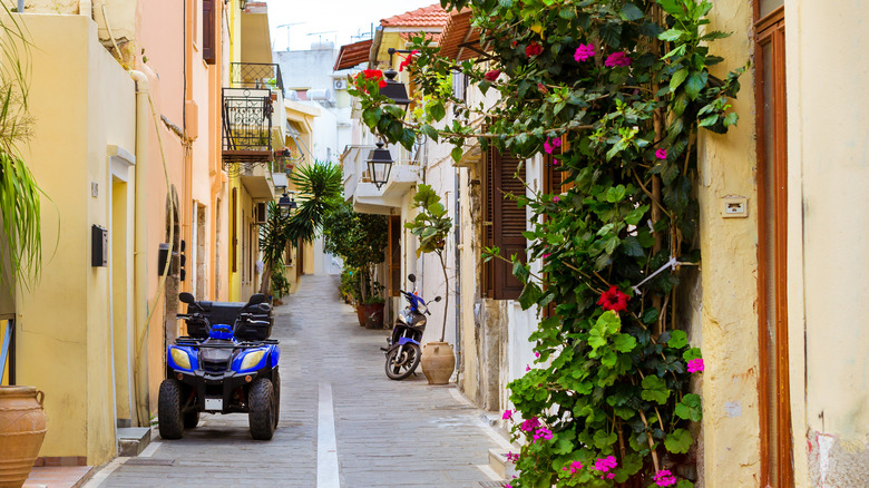 atv in alley in Greece