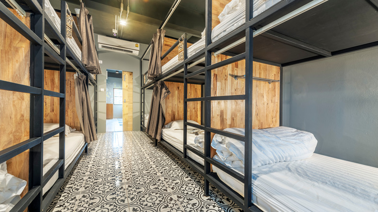 clean hostel dorm with bunks