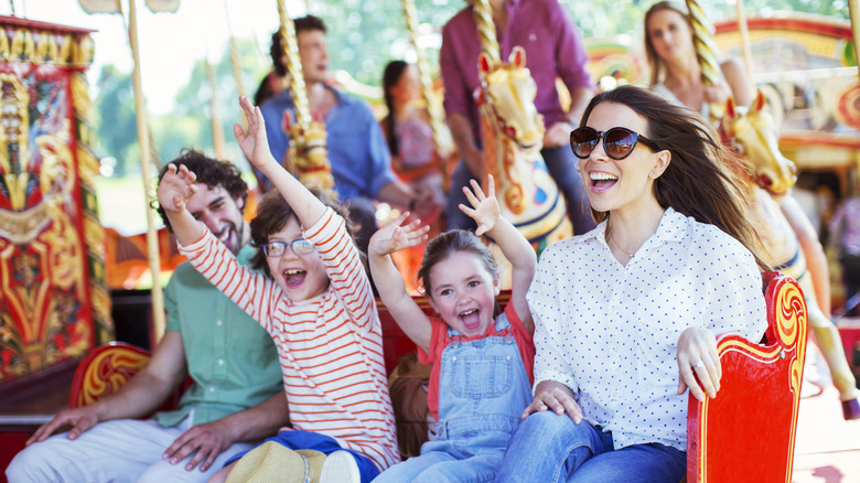 family on a carousel